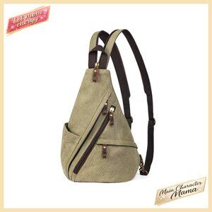 Vintage Canvas Sling Bag Convertible Crossbody Backpack Large Capacity Daypack